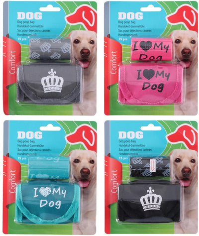 Sacs à crottes de chien 15 pièces avec support