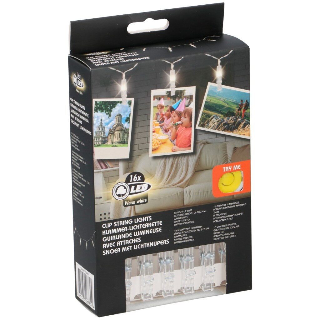 Cordon lumineux avec chevilles et 16 lumières LED, 2 m