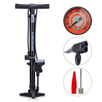 Dunlop Standing Bicycle Pump Version analogique METTRE ANALOGE METTRE DOUBLE VALVE NOIR
