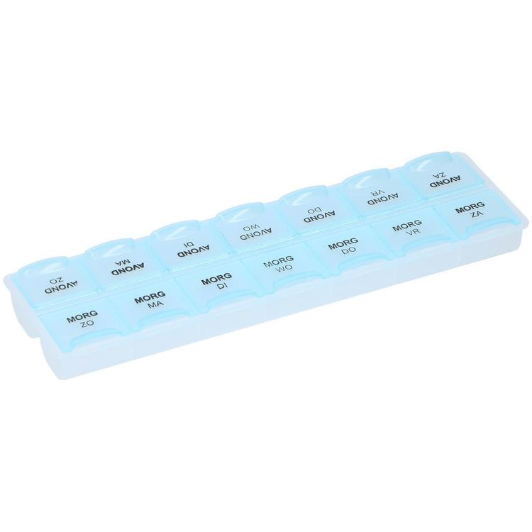 Basique Boîte à pilules d'aide au confort 7 jours 2x6.4x21,5 cm Blanc bleu