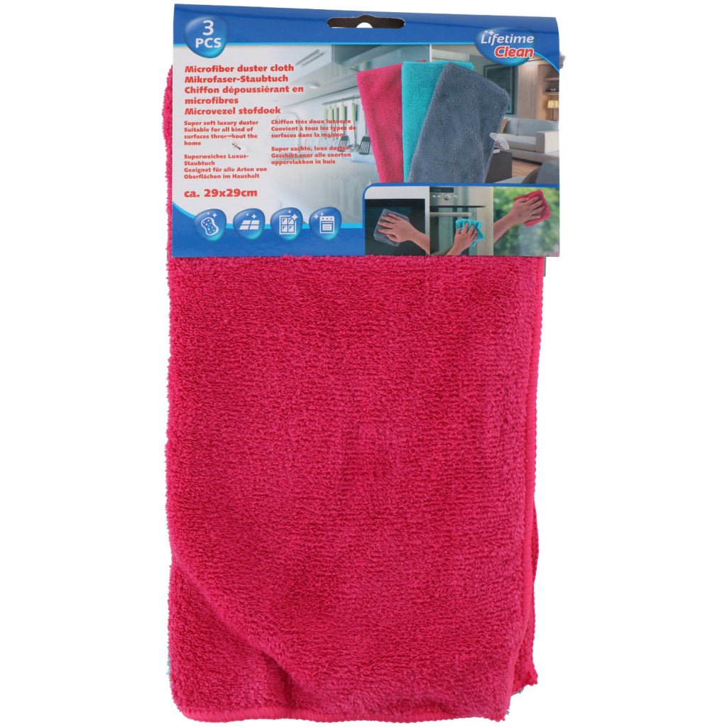 Nettoyage à vie Nettoyant des chiffons de microfibre 29x29 cm 3 pièces Gris bleu rouge