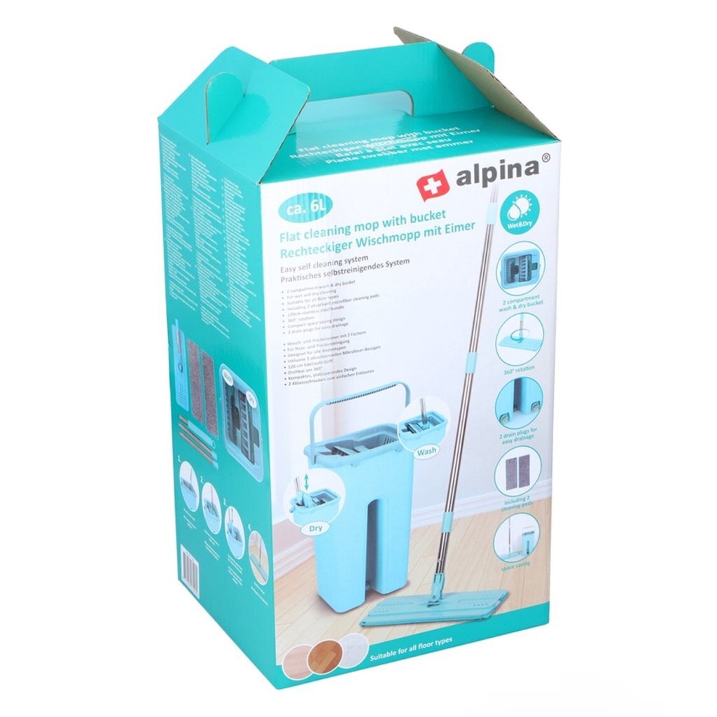 Alpina platte Mop avec godet bleu clair