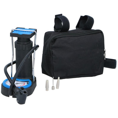 Pompe à pneus à air Dunlop Mini Foot Pump Pump Pump y compris 3 adaptateurs compteur d'impression analogique avec sac de rangement