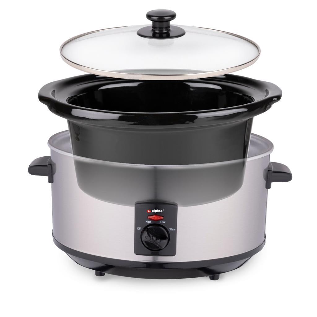 Alpina Slowcooker 3,5L 240W en acier inoxydable noir