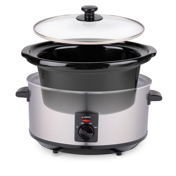 Alpina Slowcooker 3,5L 240W en acier inoxydable noir