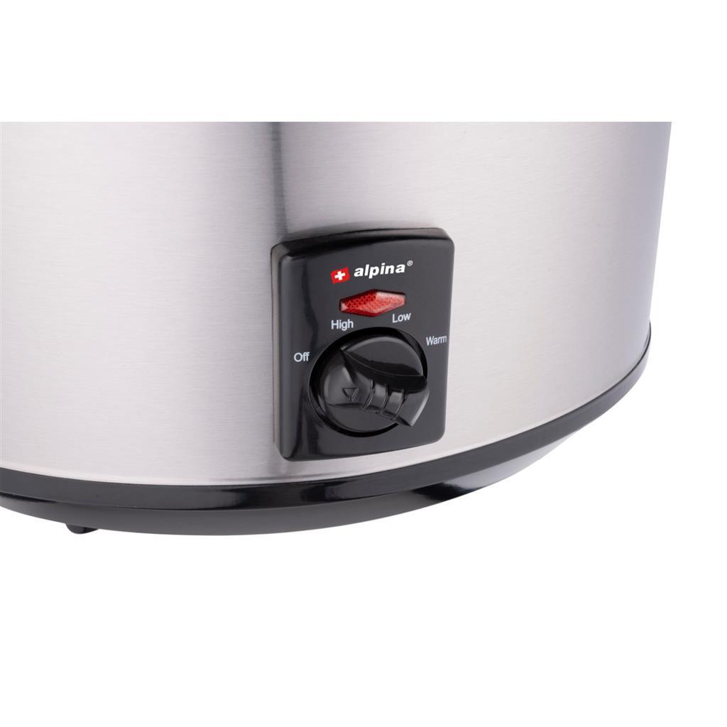 Alpina Slowcooker 3,5L 240W en acier inoxydable noir
