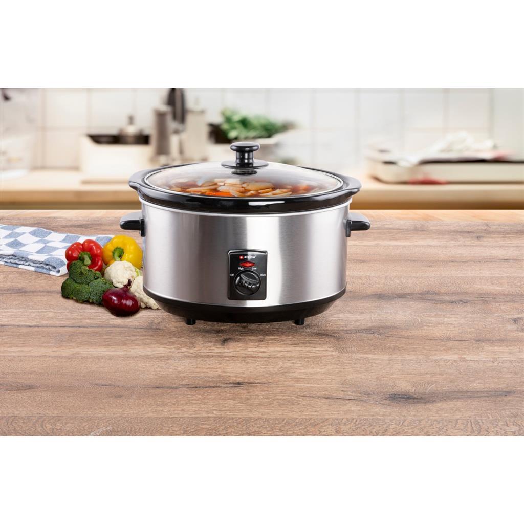 Alpina Slowcooker 3,5L 240W en acier inoxydable noir