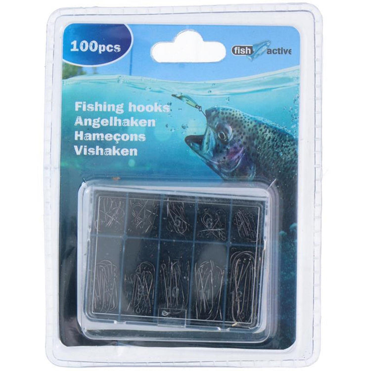 Assortiment d'hameçons à vie en 5 tailles, 100 pièces