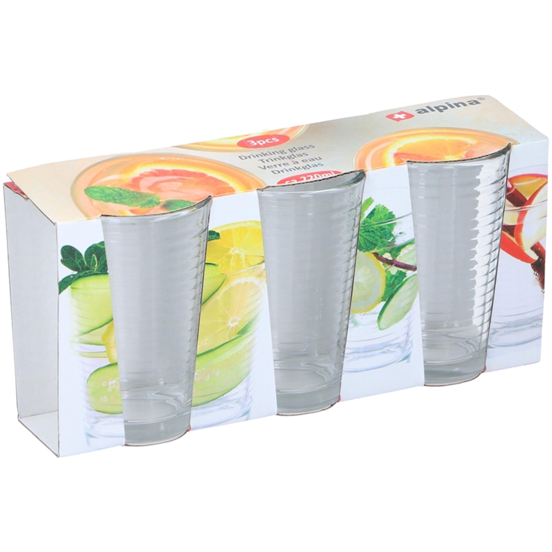 Alpina ensemble de verres à boire 3 pièces 220ml