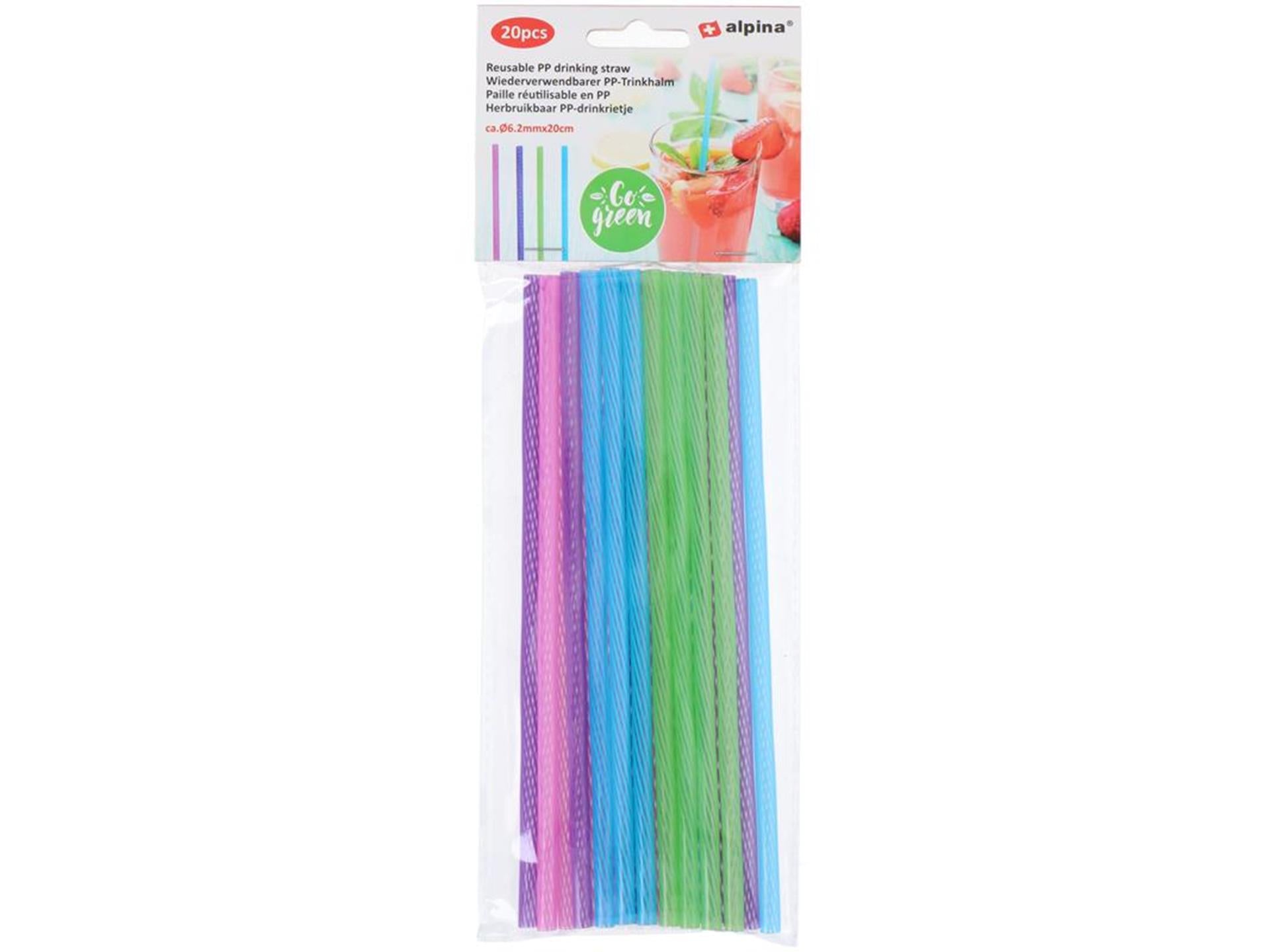 Pailles Alpina en plastique réutilisables
