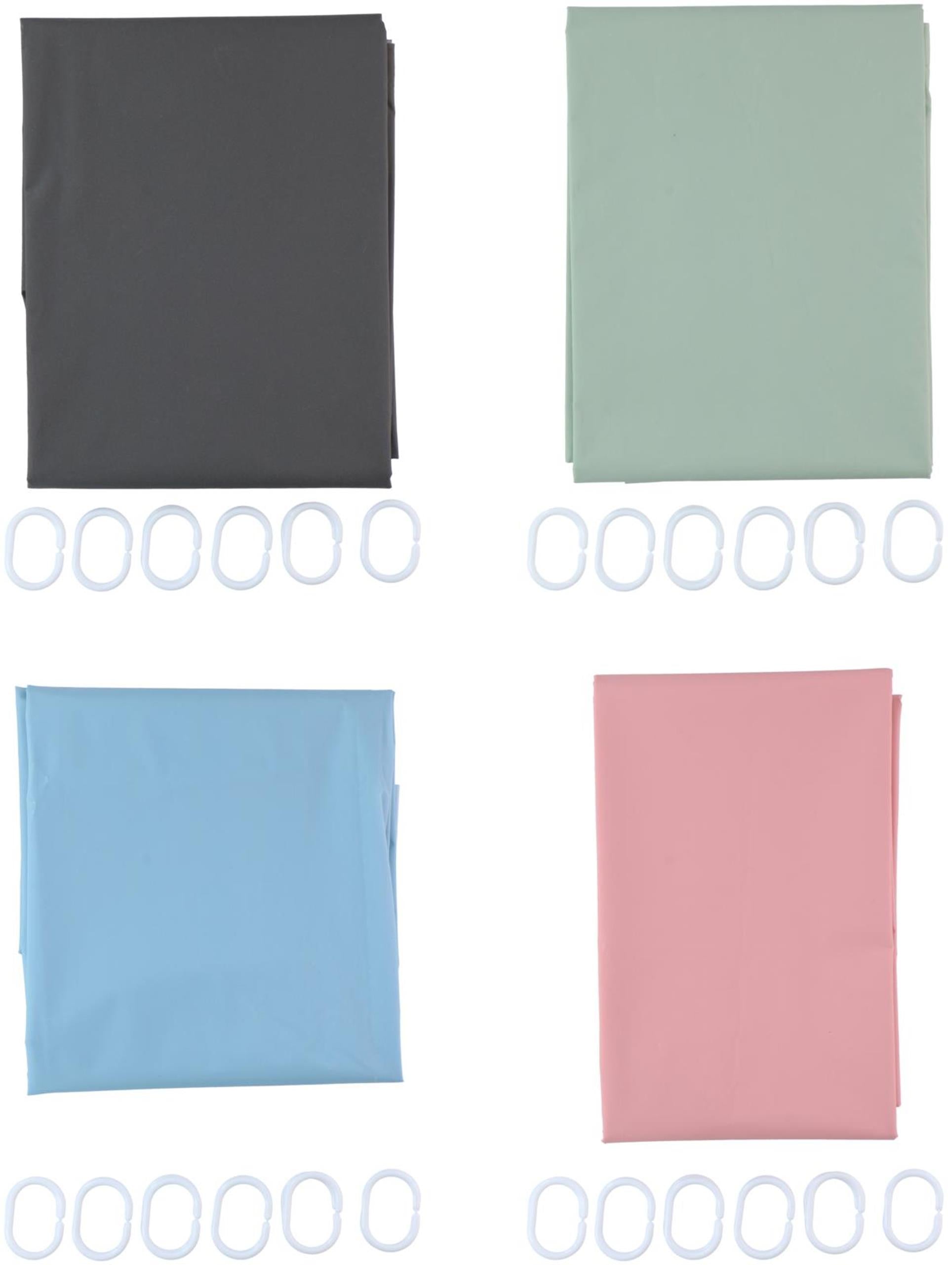 Rideau de douche Lifetime Clean avec 12 anneaux 180x180cm