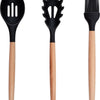 Ensemble d'ustensiles de cuisine Alpina avec support 12 pièces Silicone Gerei avec poignée en bois noir