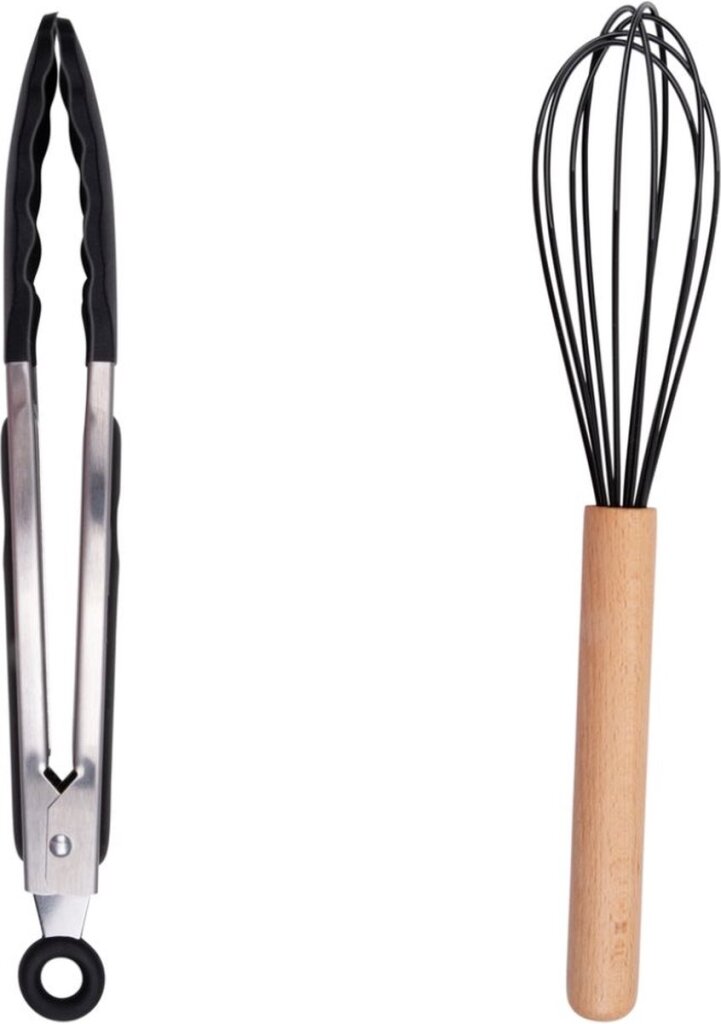 Ensemble d'ustensiles de cuisine Alpina avec support 12 pièces Silicone Gerei avec poignée en bois noir