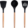 Ensemble d'ustensiles de cuisine Alpina avec support 12 pièces Silicone Gerei avec poignée en bois noir