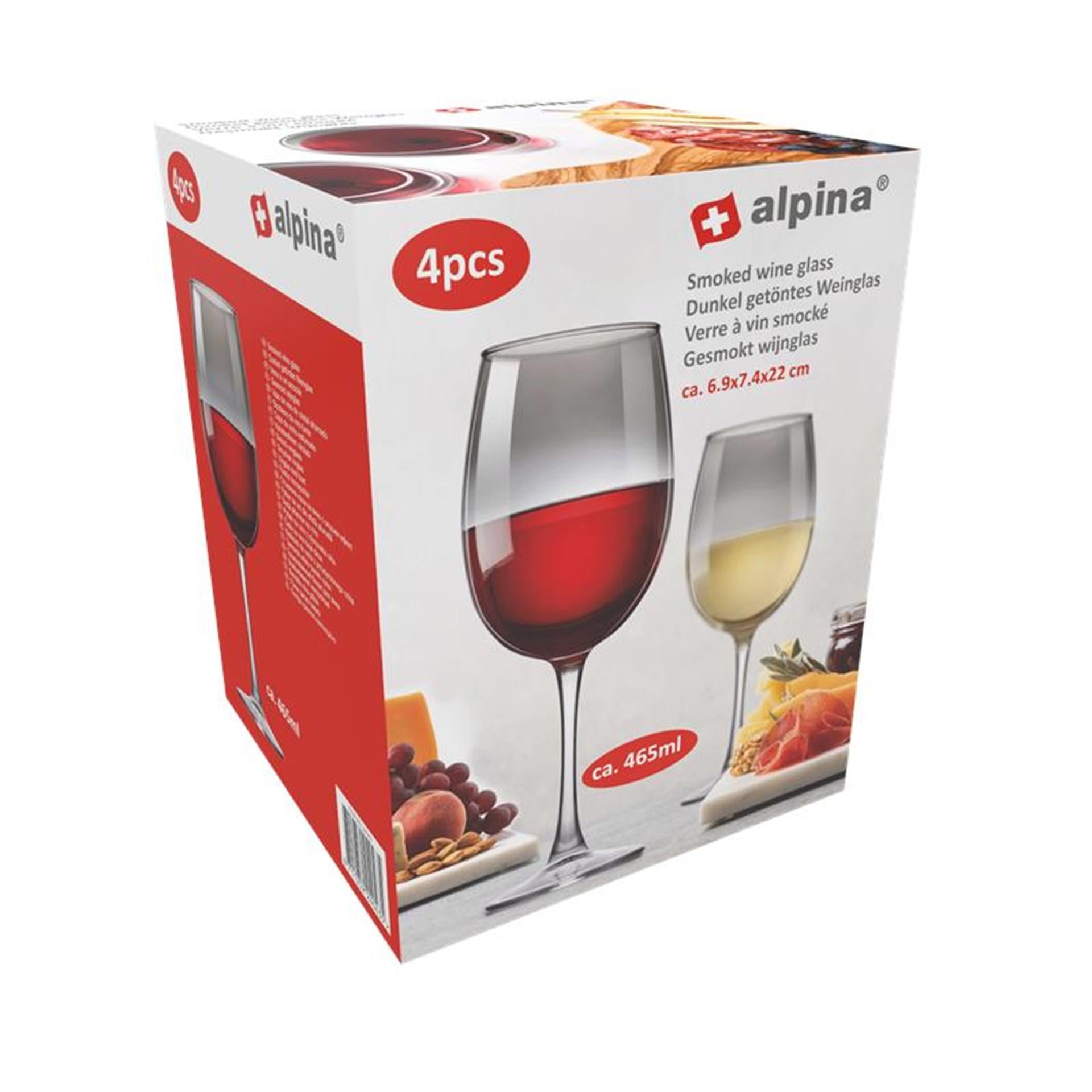 Alpina verre à vin rouge fumée 465ml 4 pièces