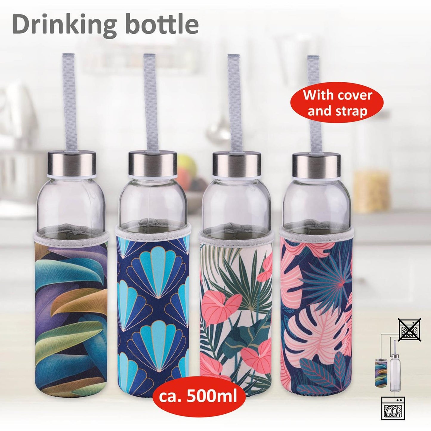 Gourde Alpina verre 500ml + couvercle