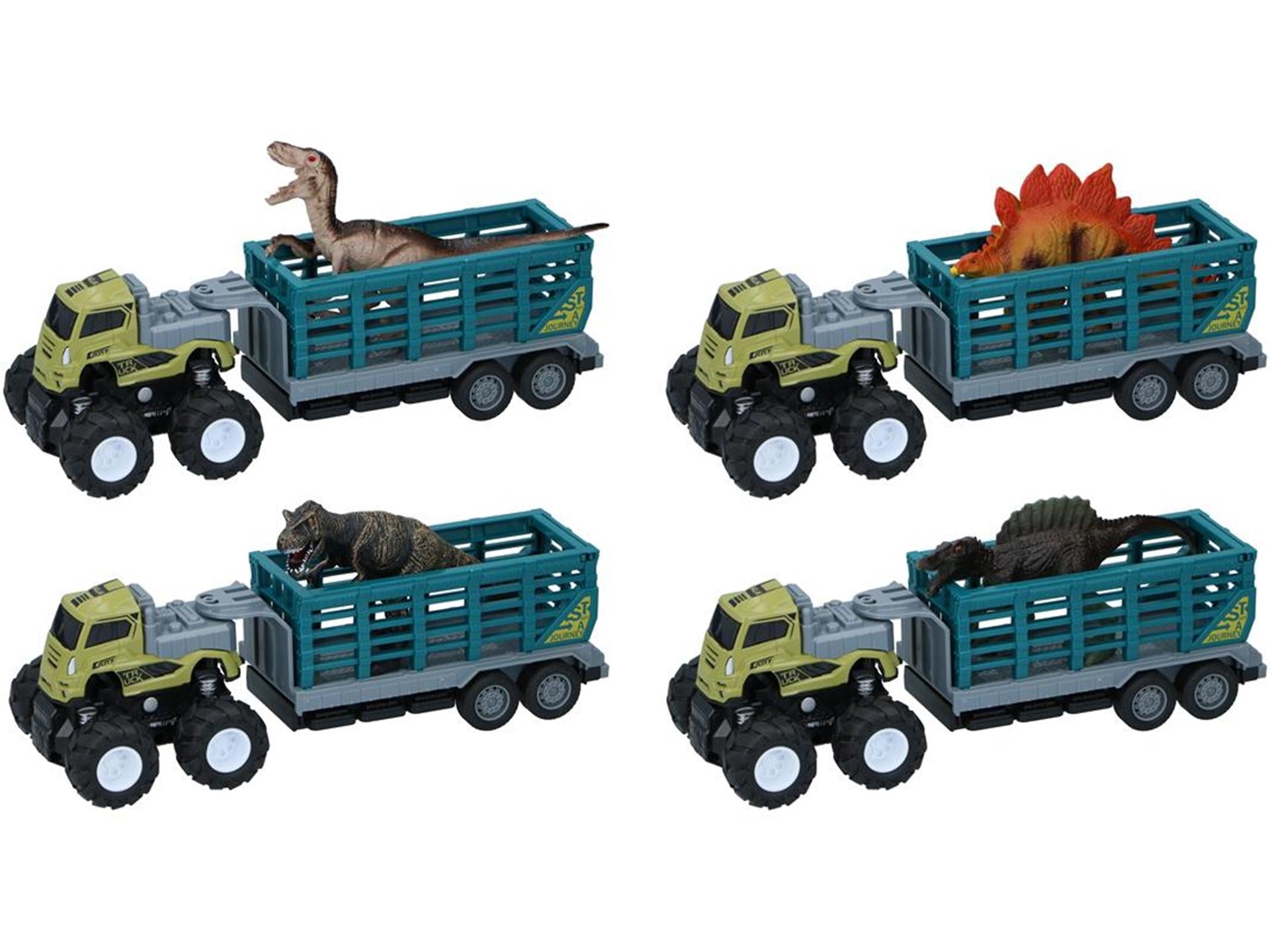 Camion jouets Eddy avec remorque et dinosaure 26x9x9cm