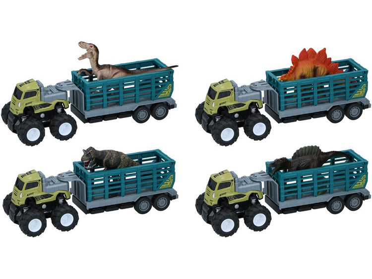Camion jouets Eddy avec remorque et dinosaure 26x9x9cm