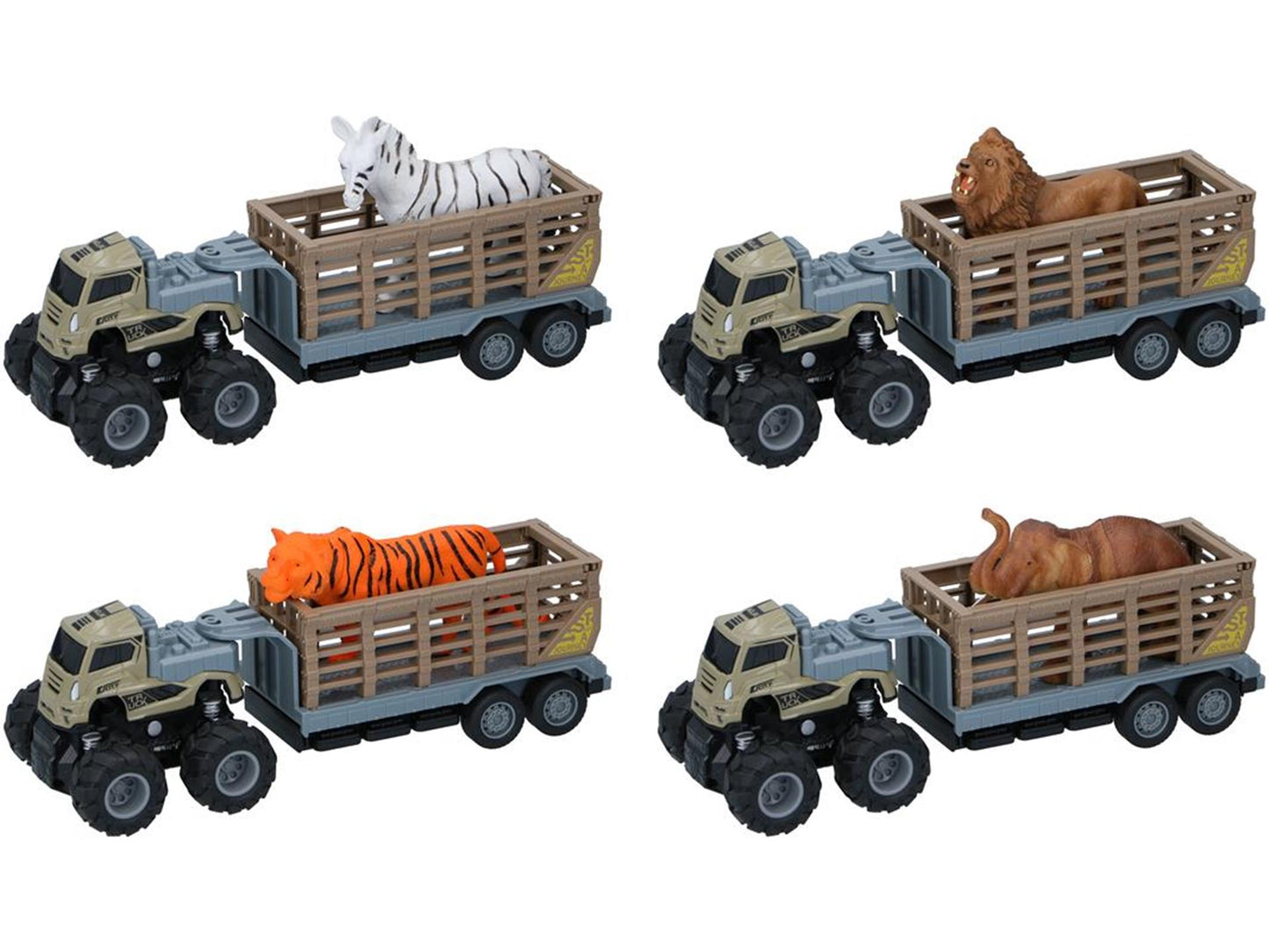 Camion jouets Eddy avec remorque et animal sauvage