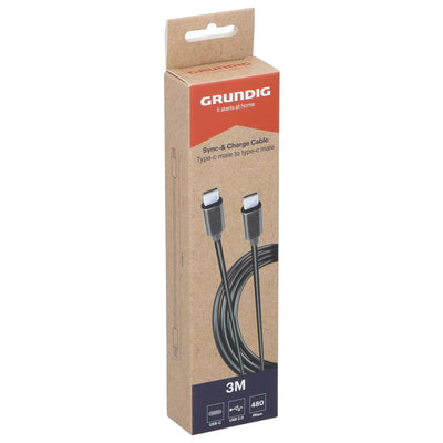Câble de synchronisation et de chargement Grundig USB-C vers USB-C 3 mètres