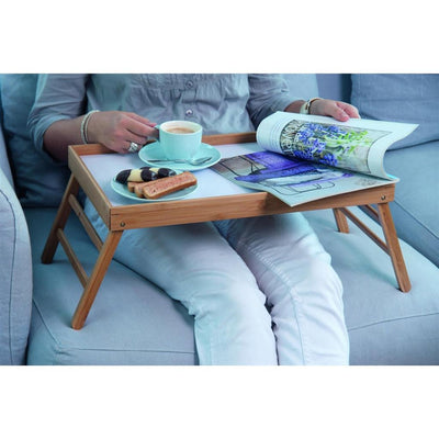 Autres marques Plateau de pliage en bambou 50x30 cm blanc brun