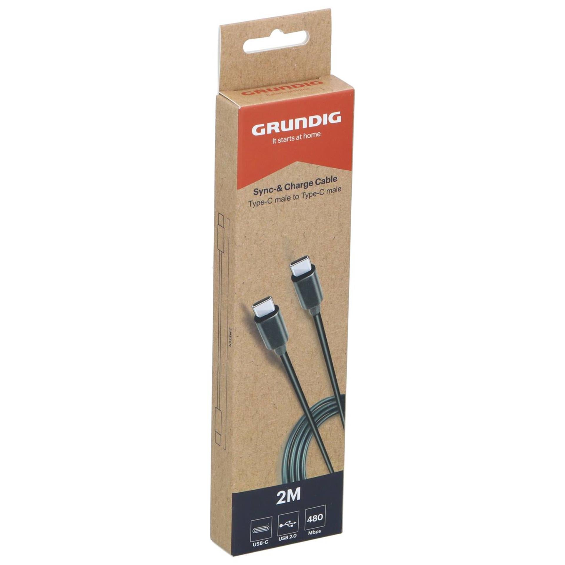 Câble de chargement Grundig USB-C vers USB-C 2m