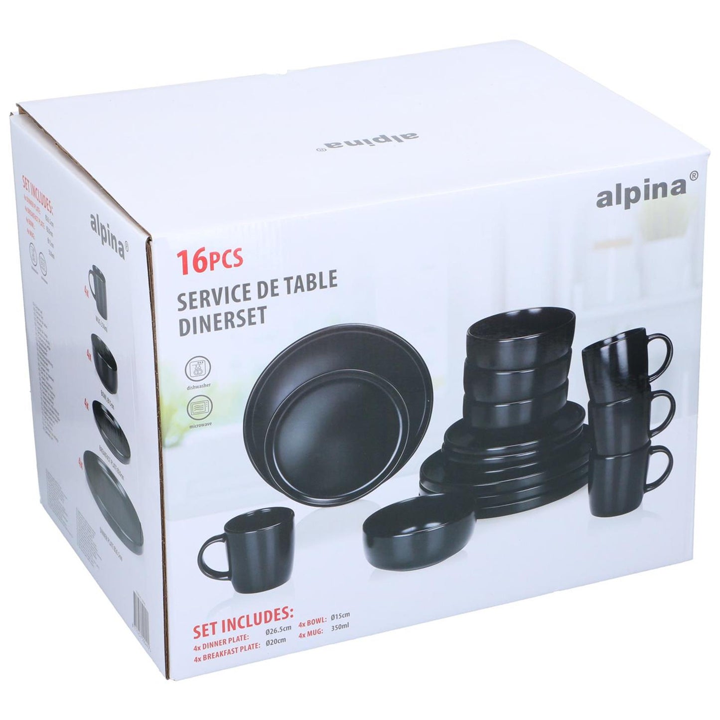 Alpina service de table 16 pièces ø26,5cm noir