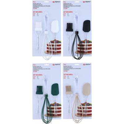 Alpina ensemble d'ustensiles de cuisson 3 pièces en silicone