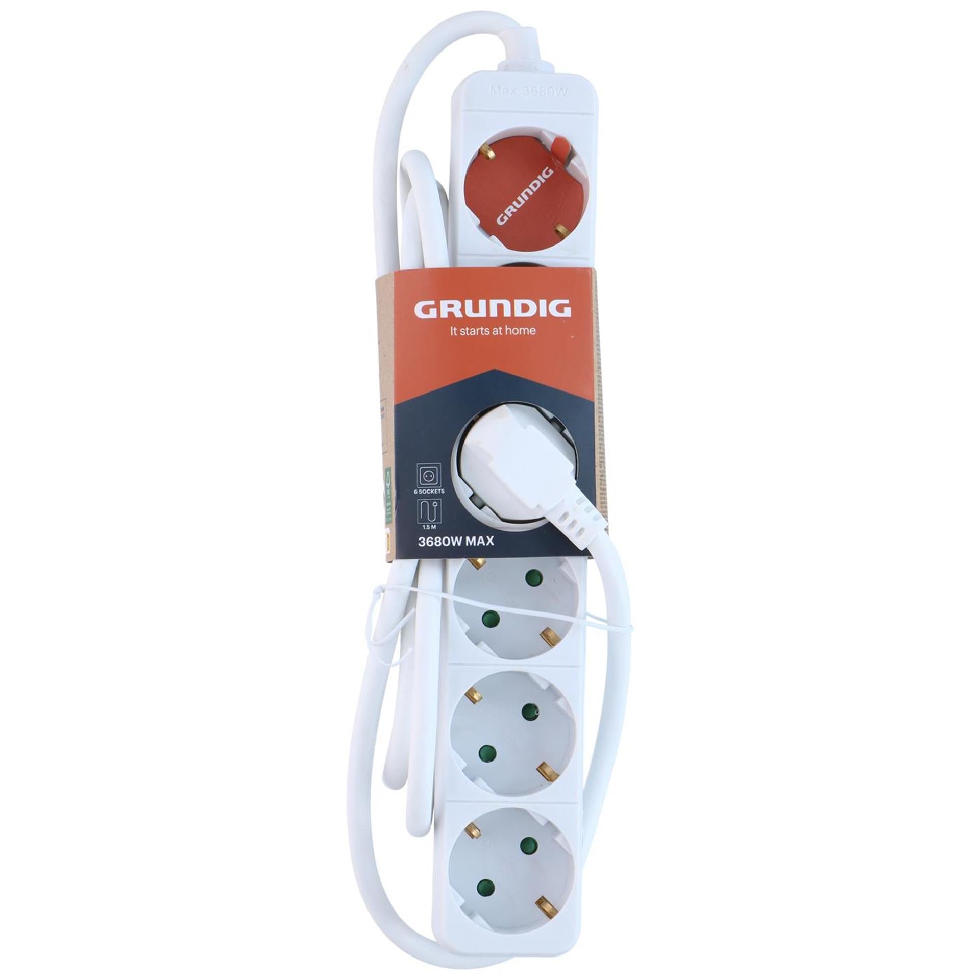 Grundig multiprise blanc 6x 1,5m
