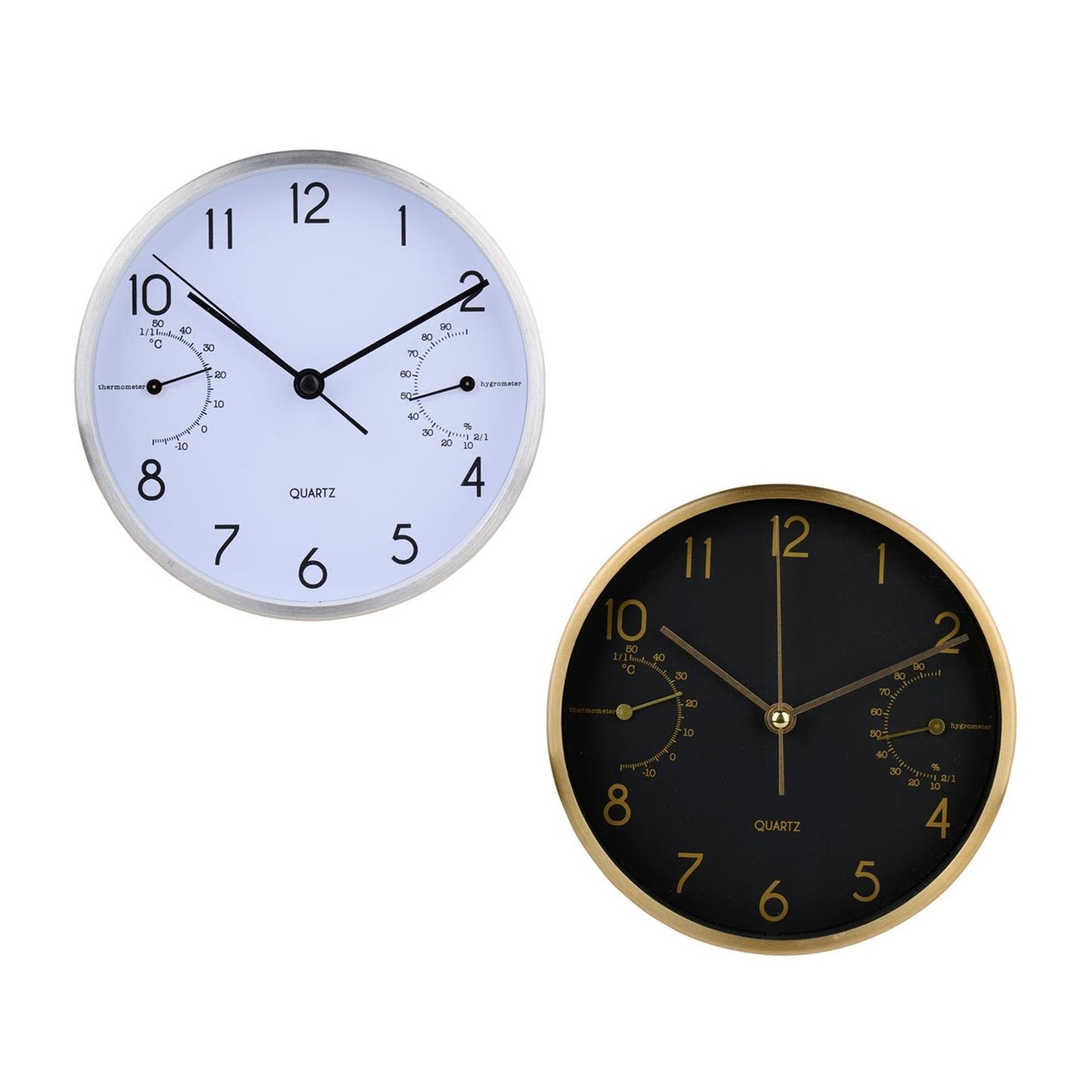 Horloge de table ø15cm blanc-argent ou noir-or