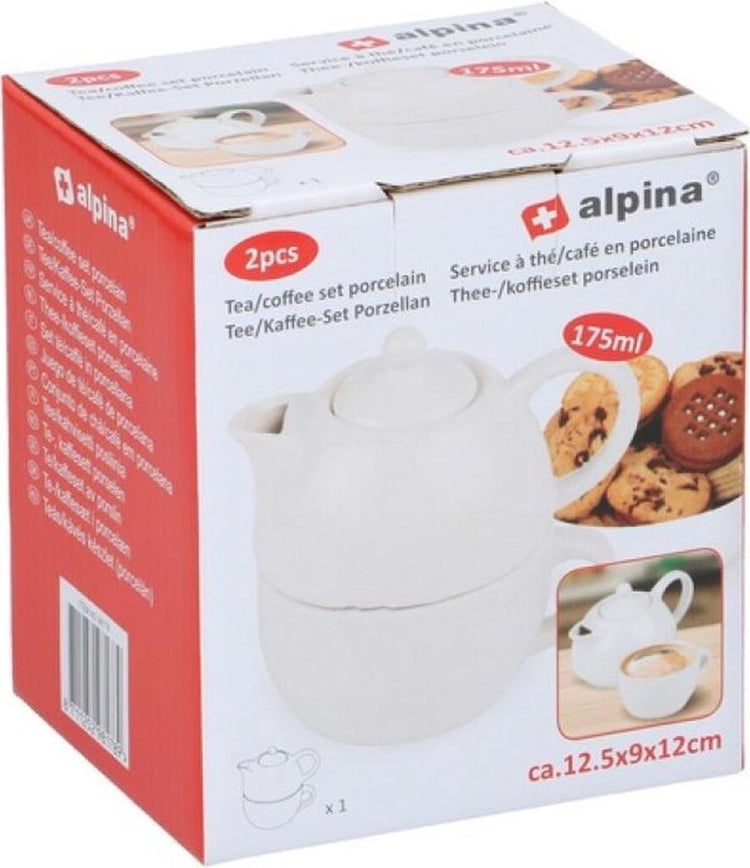 Alpina Tea Coffee Set 12,5 x 9 cm Porcelaine blanche 2 pièces