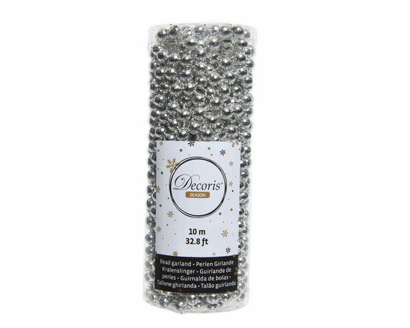 Guirlande de perles Decoris argent brillant 10 mètres