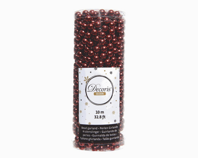 Guirlande de perles Decoris brillant Noël rouge 10 mètres