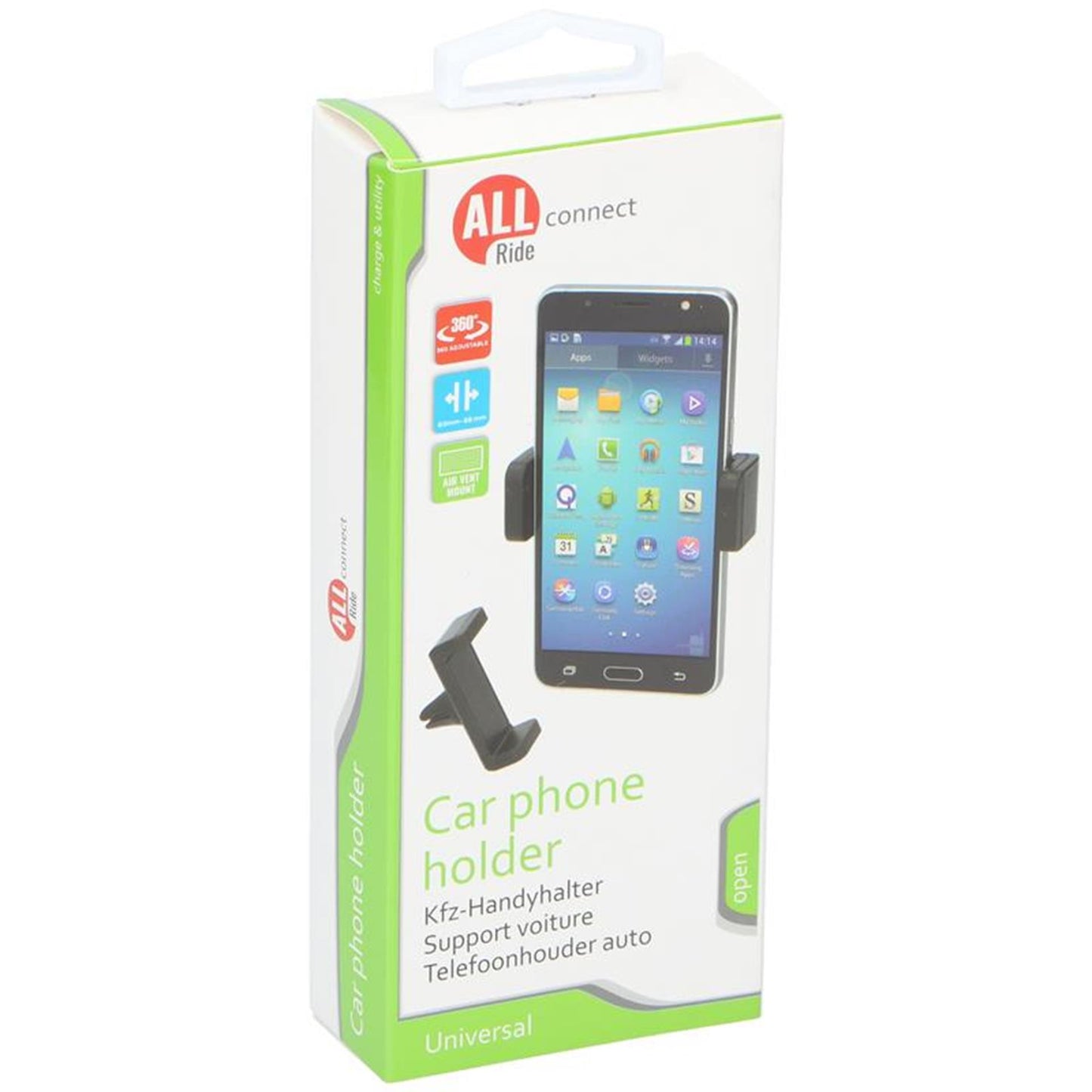 Support téléphone voiture universel All ride pour grille d'aération 27x93x48mm
