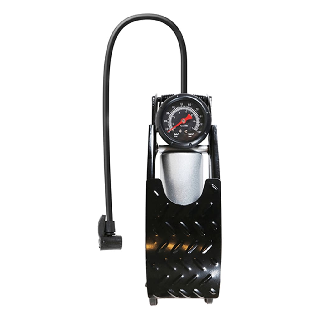 Pompe à pied Carpoint avec manomètre 4 bar en acier noir