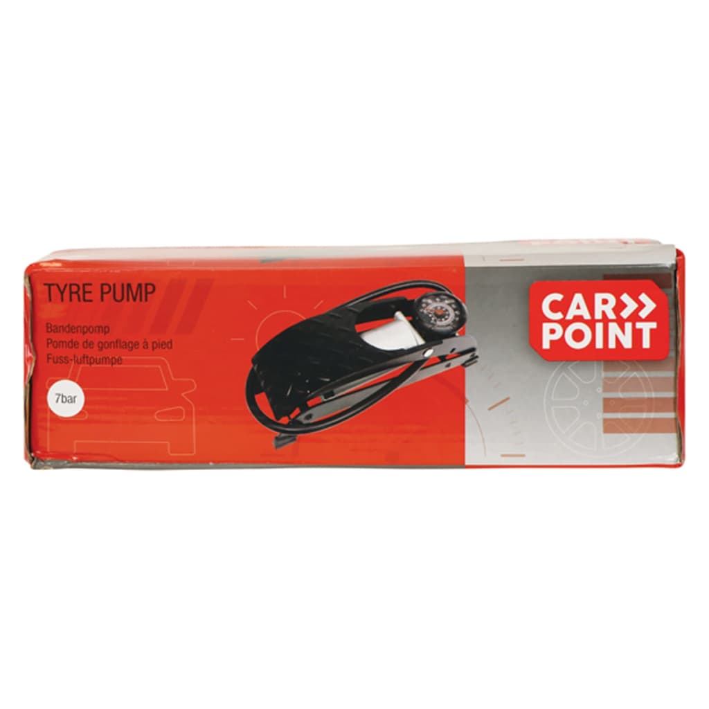 Pompe à pied Carpoint avec manomètre 4 bar en acier noir