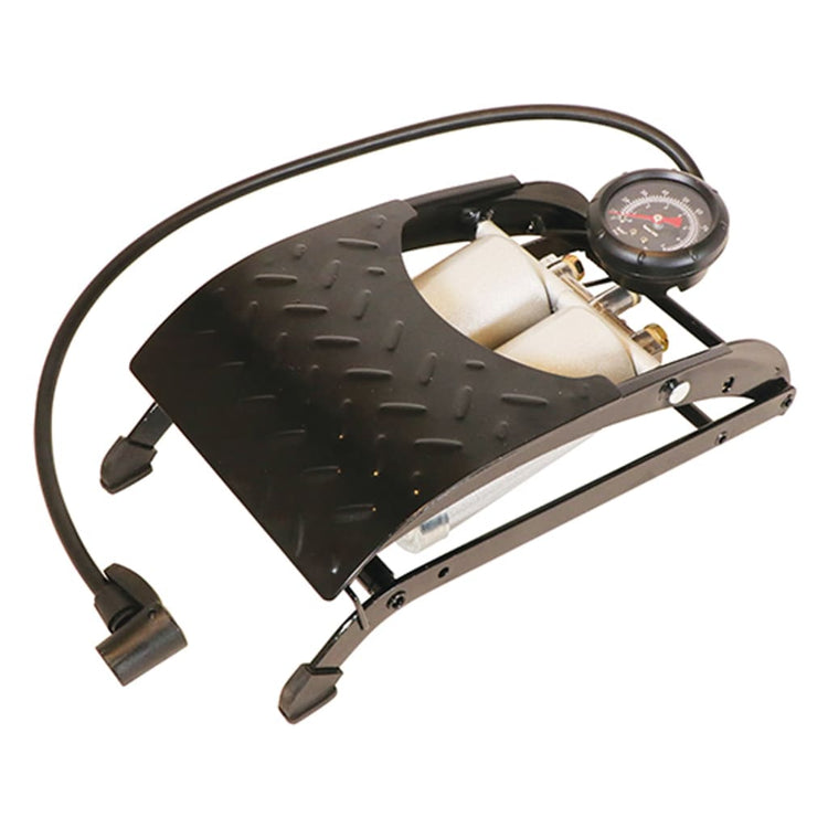 Pompe à pied Carpoint avec manomètre double premium 7 bar en acier noir