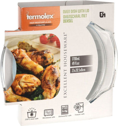 Excellent plat de cuisson doabuy avec verre couvercle 23x205x8 cm 1700 ml