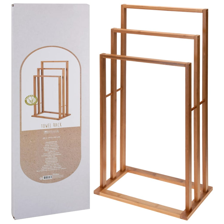Solutions de salle de bain Solutions de salle de bain Rack de serviettes avec 3 tiges de bambou