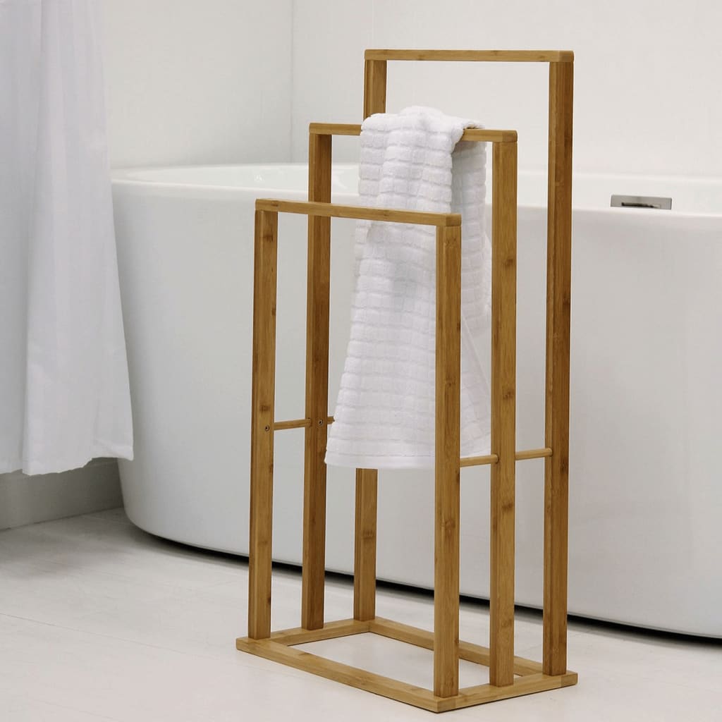 Solutions de salle de bain Solutions de salle de bain Rack de serviettes avec 3 tiges de bambou