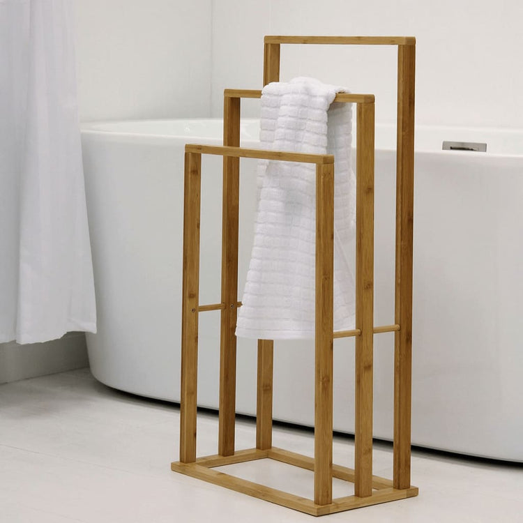 Solutions de salle de bain Solutions de salle de bain Rack de serviettes avec 3 tiges de bambou