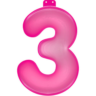 Numéro gonflable de base 3 rose 35 cm
