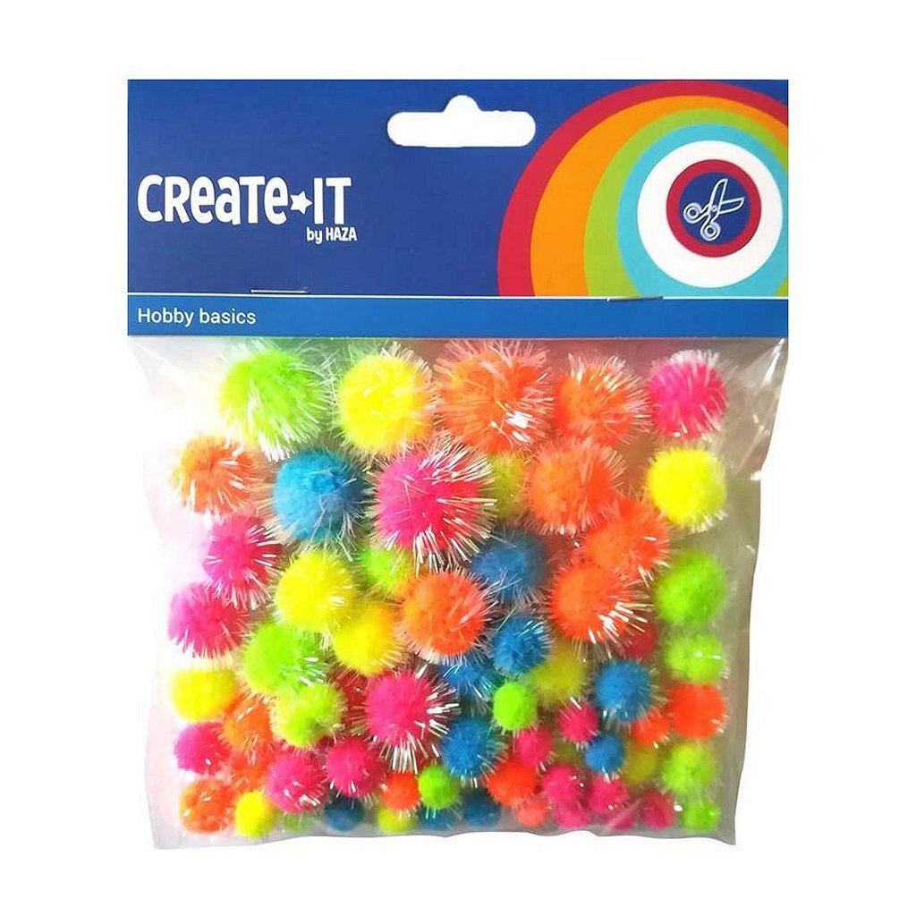 Haza Witbaard paillettes pompoms néon, 75e.