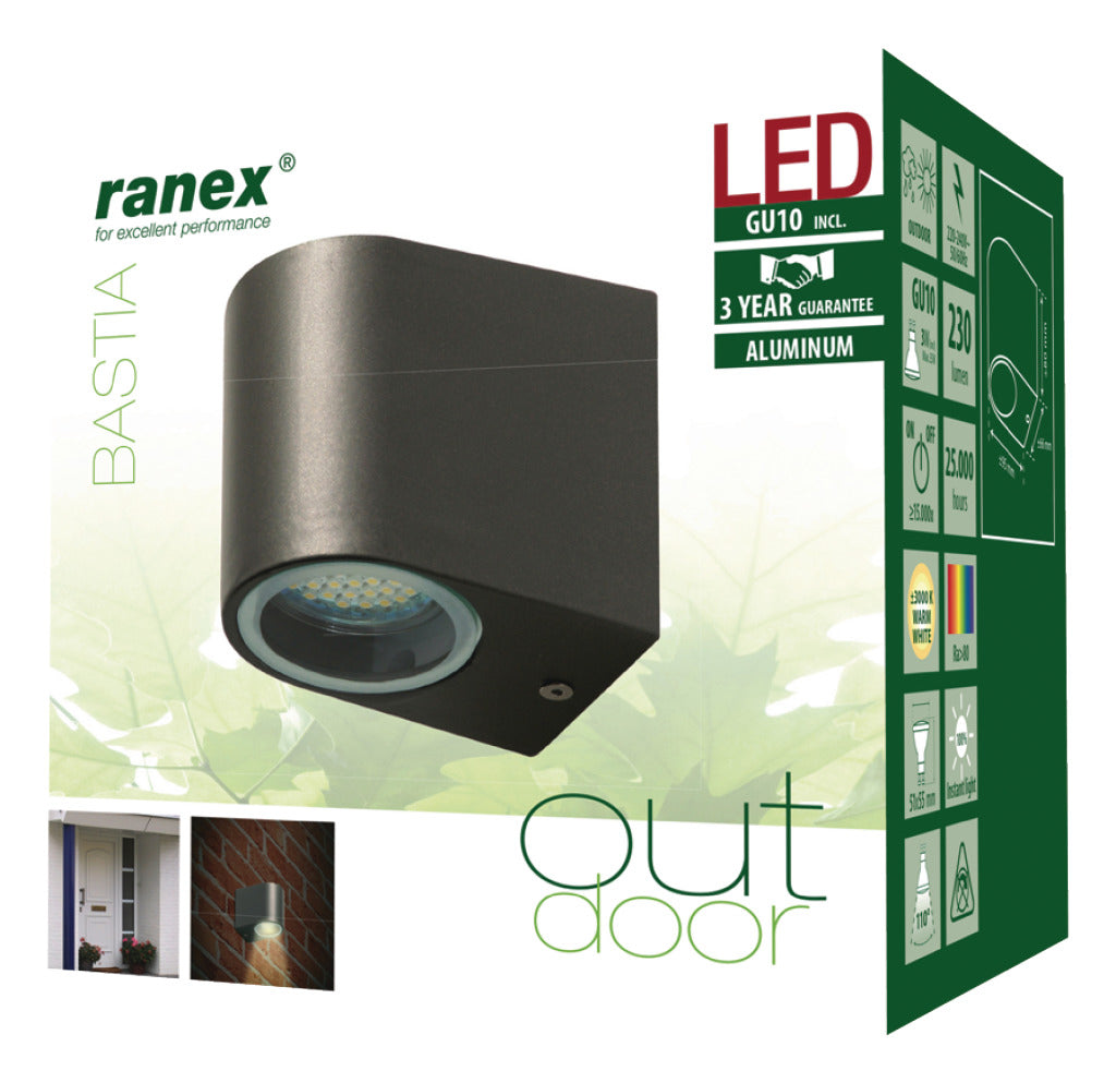 RANEX RANEX RA-5000332 LEME MUR EXTÉRIEUR LED en acier inoxydable