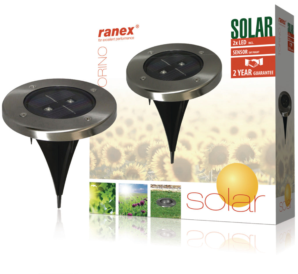 RANEX RANEX RA-5000389 Round LED Ground Spot Brossed en acier en acier inoxydable