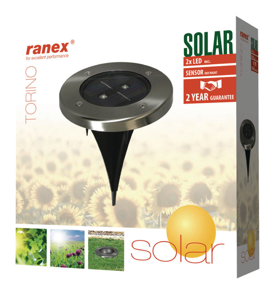RANEX RANEX RA-5000389 Round LED Ground Spot Brossed en acier en acier inoxydable