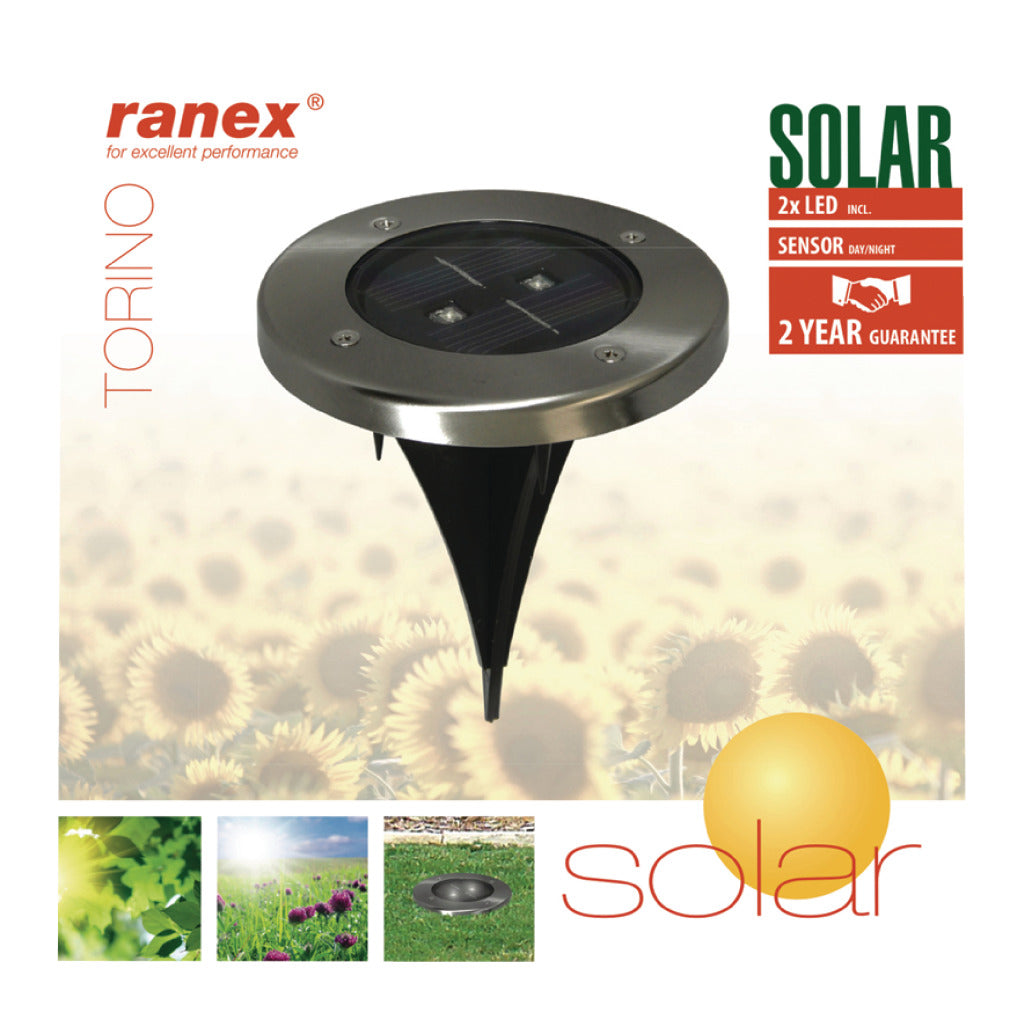 RANEX RANEX RA-5000389 Round LED Ground Spot Brossed en acier en acier inoxydable