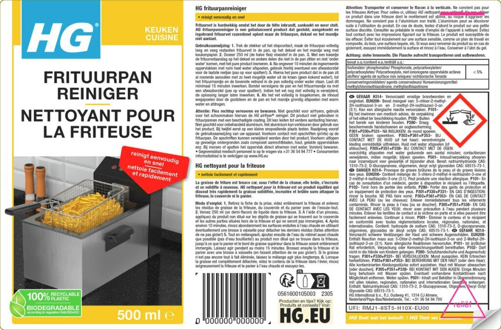 Hg nettoyant pour friteuse