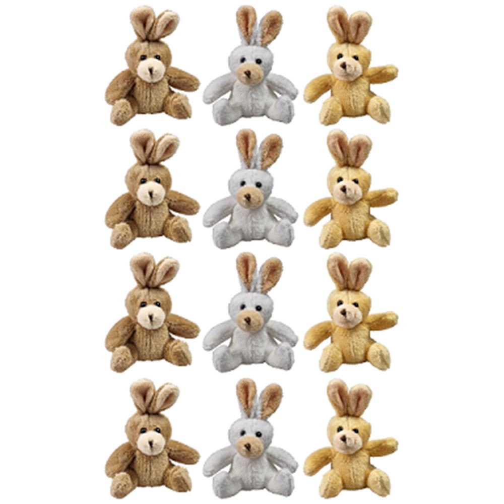 Peluches lapins 3 culs. 12 cm. (en po