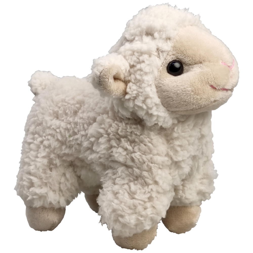 Peluche agneau wollie 14 cm. pied beige